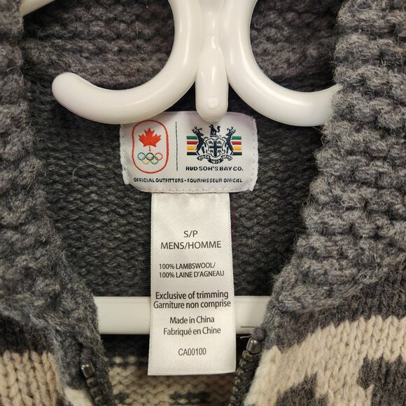Canada Olympics Knit Sweater Hudsons Bay Mens Small Zip Up - Picture 5 of 11